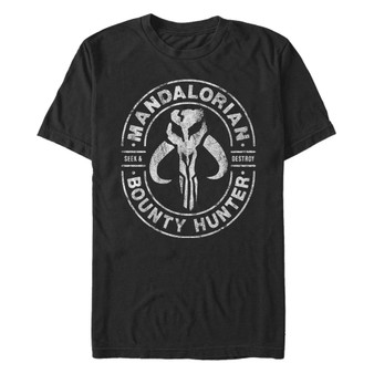 Men's Star Wars The Mandalorian Bounty Hunter Seek Destroy Short Sleeve T-Shirt
