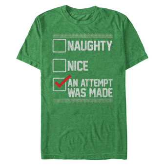 Men's Naughty Nice Humor Christmas Short Sleeve T-shirt