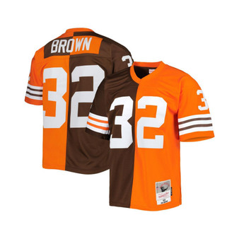 Men's Jim Brown Orange, Brown Cleveland Browns 1963 Split Legacy Replica Jersey