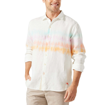 Men's Sunrise Tides Linen Long-Sleeve Button-Front Shirt