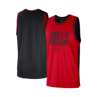 Men's Red, Black Chicago Bulls Courtside Versus Force Split DNA Performance Mesh Tank Top