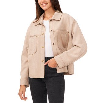 Women's Cropped Collared  Button Jacket