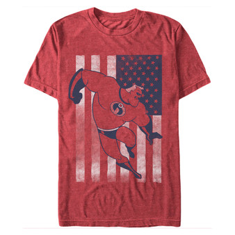 Disney Pixar Men's The Incredibles American Flag Short Sleeve T-Shirt