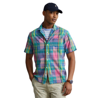 Men's Classic-Fit Cotton Madras Camp Shirt