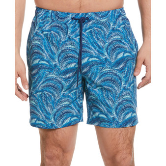 Men's Moisture-Wicking Stretch Wave-Print 7" Swim Trunks