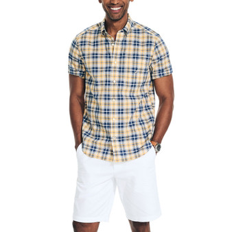 Men's Classic Fit Short Sleeve Plaid Button-Front Shirt