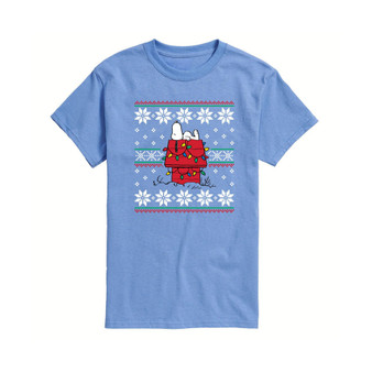 Men's Peanuts Christmas Sweater Style Short Sleeve T-shirt