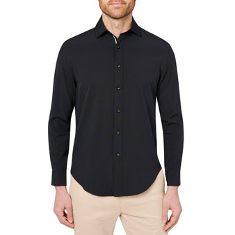 Men's Slim-Fit Black Performance Shirt