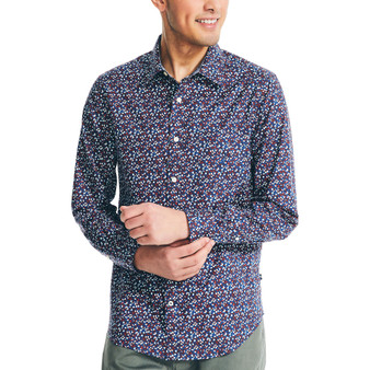 Men's Classic Fit Long Sleeve Printed Button-Front Shirt