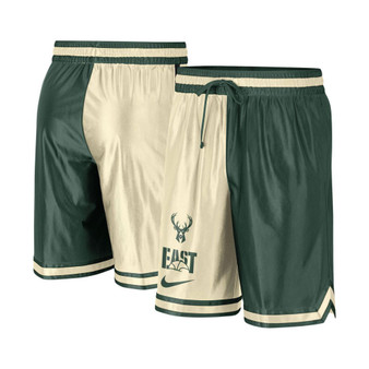 Men's Hunter Green, Cream Milwaukee Bucks Courtside Versus Force Split DNA Performance Shorts