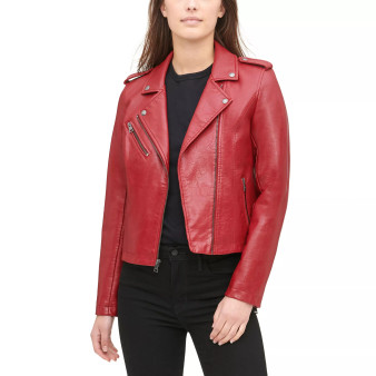 Women's Classic Faux Leather Asymmetrical Moto Jacket