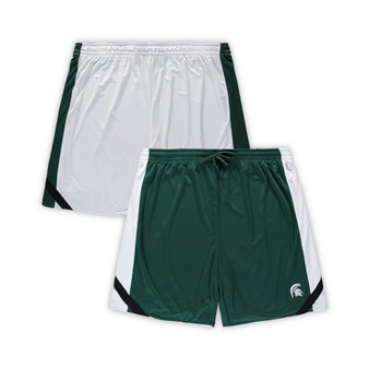 Men's Green, White Michigan State Spartans Big and Tall Team Reversible Shorts
