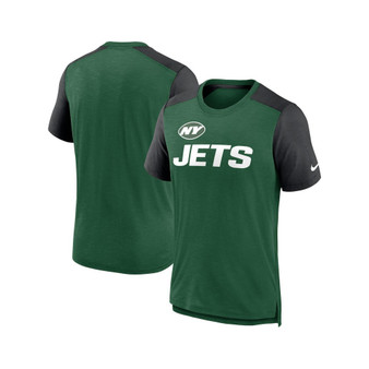 Men's Heathered Green, Heathered Black New York Jets Color Block Team Name T-shirt