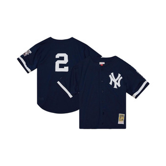 Men's Derek Jeter Navy New York Yankees Cooperstown Collection Mesh Batting Practice Button-Up Jersey