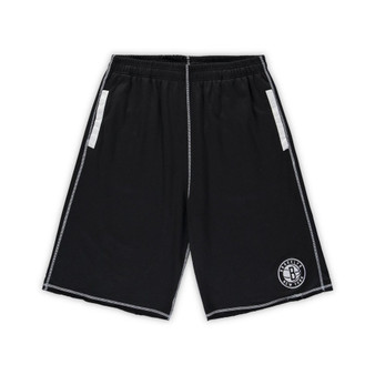Men's Black, White Brooklyn Nets Big and Tall Contrast Stitch Knit Shorts
