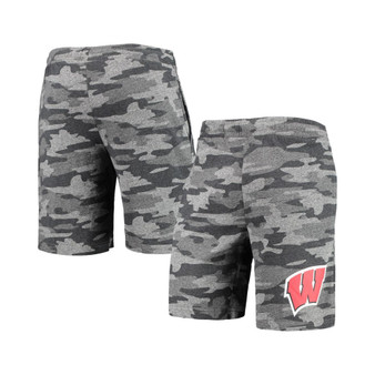 Men's Charcoal, Gray Wisconsin Badgers Camo Backup Terry Jam Lounge Shorts