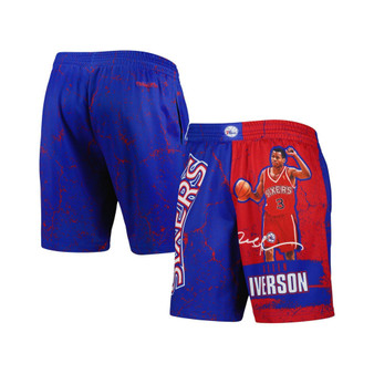 Men's Allen Iverson Royal Philadelphia 76ers Hardwood Classics Player Burst Shorts