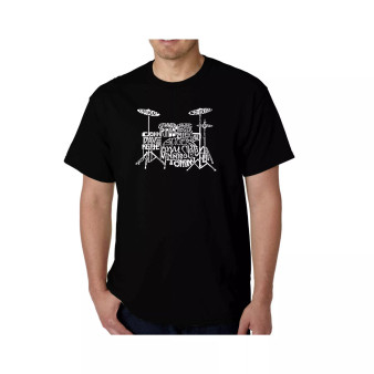 Mens Word Art T-Shirt - Drums