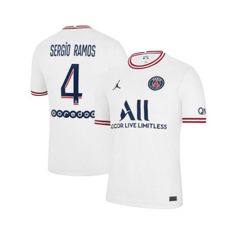Men's Brand Sergio Ramos White Paris Saint-Germain 2021/22 Fourth Replica Jersey
