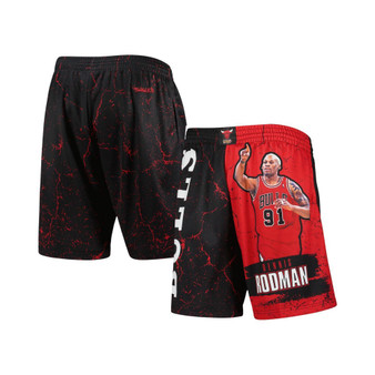 Men's Dennis Rodman Black Chicago Bulls Hardwood Classics Player Burst Shorts