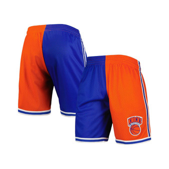 Men's Blue, Orange New York Knicks Hardwood Classics 1991 Split Swingman Shorts