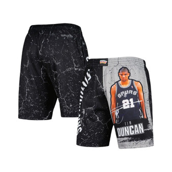 Men's Tim Duncan Black San Antonio Spurs Hardwood Classics Player Burst Shorts