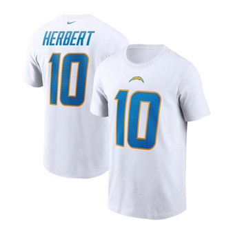 Men's Justin Herbert White Los Angeles Chargers Name and Number T-shirt