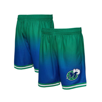 Men's Green and Navy Dallas Mavericks 1998/99 Hardwood Classics Fadeaway Reload 3.0 Swingman Shorts
