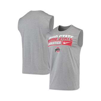 Men's Heathered Gray Ohio State Buckeyes Wordmark Drop Legend Performance Tank Top