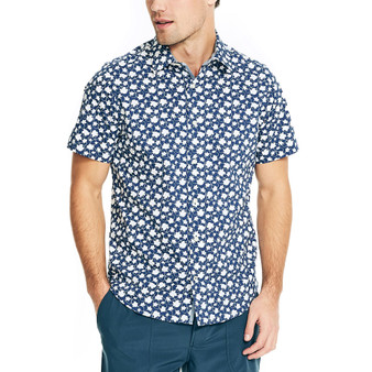 Men's Navtech Performance Moisture-Wicking Trim-Fit Printed Short-Sleeve Shirt
