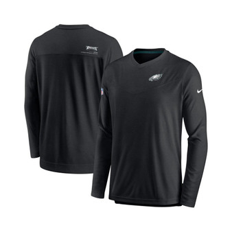 Men's Black Philadelphia Eagles 2022 Sideline Coach Chevron Lock Up Performance Long Sleeve V-Neck T-shirt