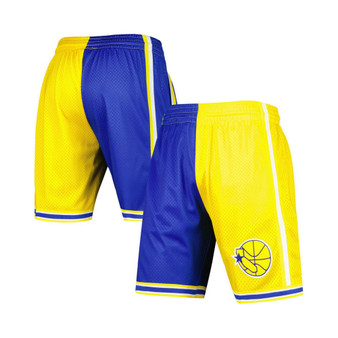 Men's Royal and Gold Golden State Warriors Hardwood Classics 1995 Split Swingman Shorts