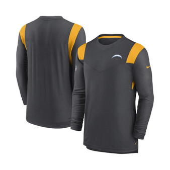 Men's Charcoal Los Angeles Chargers Sideline Tonal Logo Performance Player Long Sleeve T-shirt