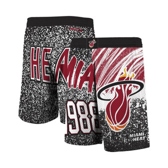 Men's Black Miami Heat Hardwood Classics Jumbotron Sublimated Shorts