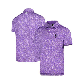 Men's Purple WM Phoenix Open Lisle Tossed Tulips Polo Shirt