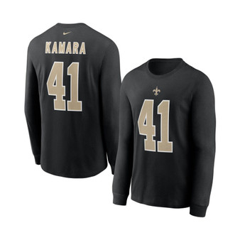 Men's Alvin Kamara Black New Orleans Saints Player Name and Number Long Sleeve T-shirt