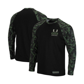 Men's Black Miami Hurricanes OHT Military-Inspired Appreciation Camo Raglan Long Sleeve T-shirt