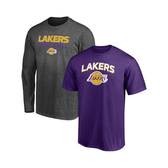 Men's Branded Purple, Heather Charcoal Los Angeles Lakers T-shirt Combo Set