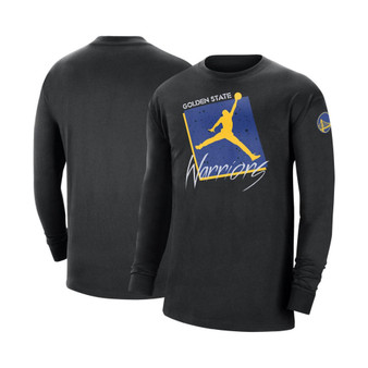 Men's Brand Black Golden State Warriors Courtside Max 90 Vintage-Like Wash Statement Edition Long Sleeve T-shirt