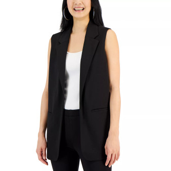 Women's Notch-Collar Open-Front Sleeveless Jacket