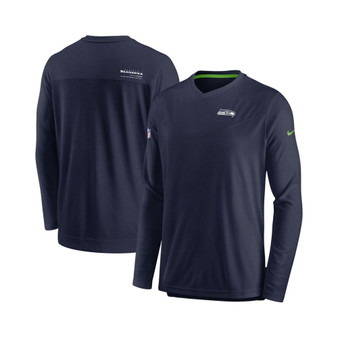 Men's College Navy Seattle Seahawks 2022 Sideline Coach Chevron Lock Up Performance Long Sleeve T-shirt