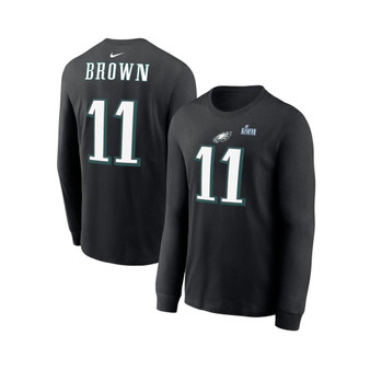 Men's A.J. Brown Black Philadelphia Eagles Super Bowl LVII Name and Number Long Sleeve T-shirt