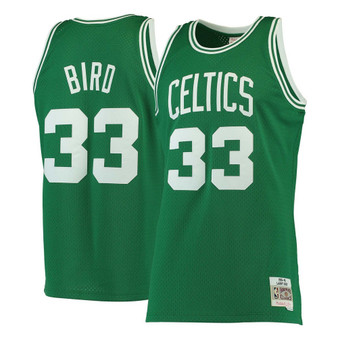 Men's Larry Bird Kelly Green Boston Celtics 1985-86 Hardwood Classics Swingman Jersey
