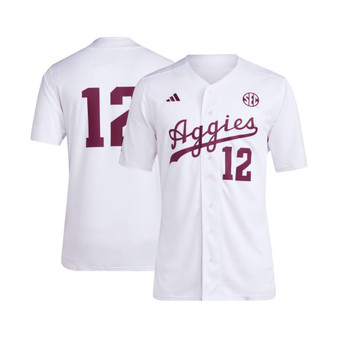 Men's #12 White Texas A&M Aggies Team Baseball Jersey