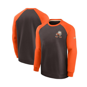 Men's Brown, Orange Cleveland Browns Brownie The Elf Historic Raglan Crew Performance Sweater