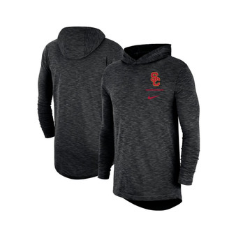 Men's Black Usc Trojans Slub Space-Dye Performance Long Sleeve Hoodie T-shirt