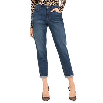Petite Straight-Leg Cuffed Boyfriend Jeans, Created for Macy's
