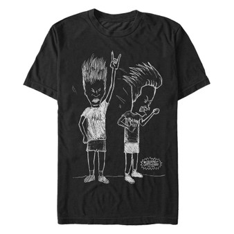 Beavis and Butthead MTV Men's Rocking' Out Sketch Logo Short Sleeve T-Shirt