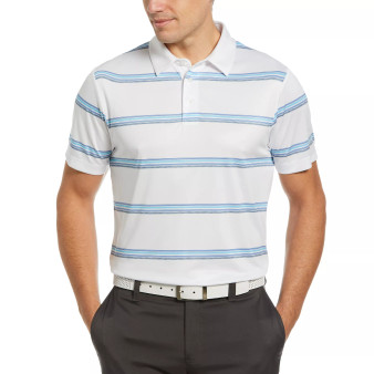 Men's Allover Space Dye Stripe Short Sleeve Golf Polo Shirt