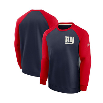 Men's Navy, Red New York Giants Historic Raglan Crew Performance Sweater